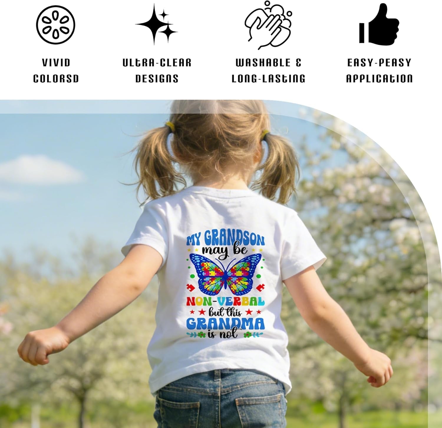 Dazoratix Autism Awareness Iron on Transfers - 30 Sheets DTF Ready to Press Puzzle Rainbow Heat Patches Animals Decals Vinyl Stickers for Kids Baby T Shirts Clothes Pillow Bag DIY Crafts Decorations