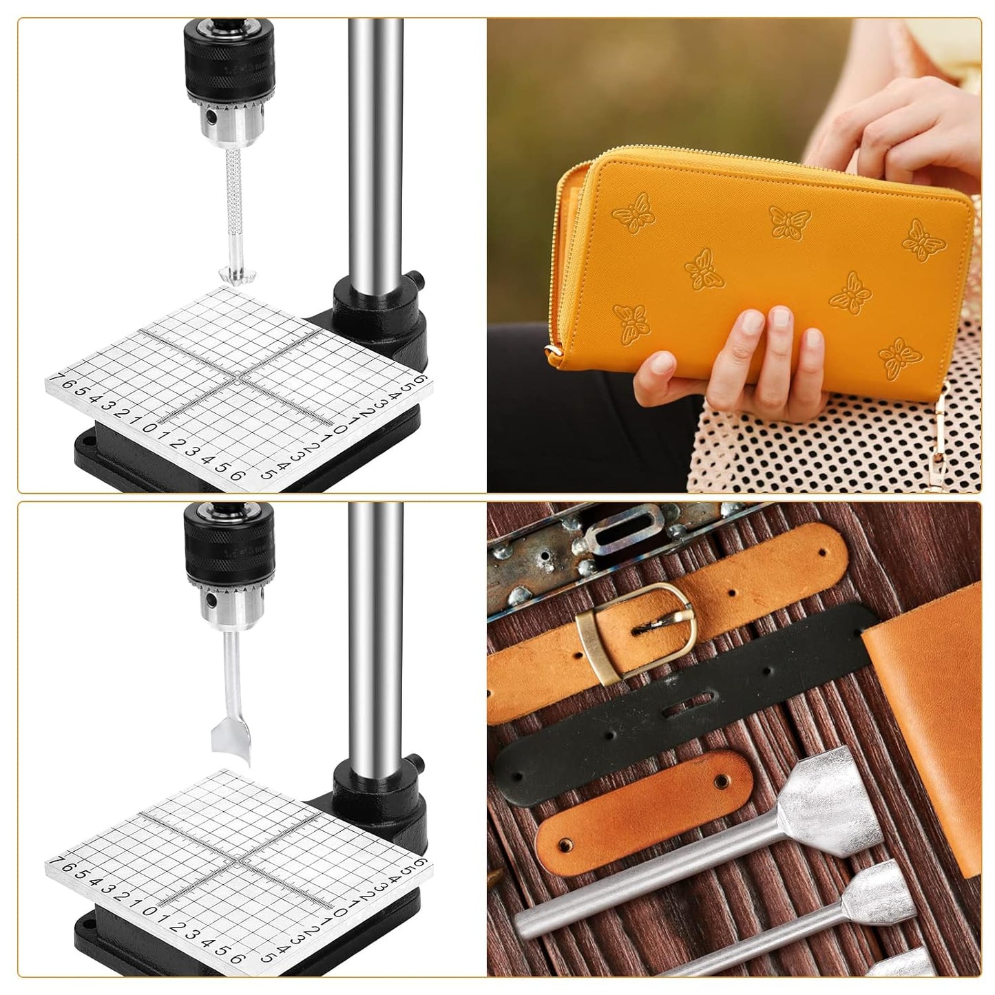 Leather Press Hole Puncher Leather Cutting Machine Hand Punching Machine for DIY Craft Punching Holes Cutting, Forming Pressing,Install Rivets and Snap Buttons