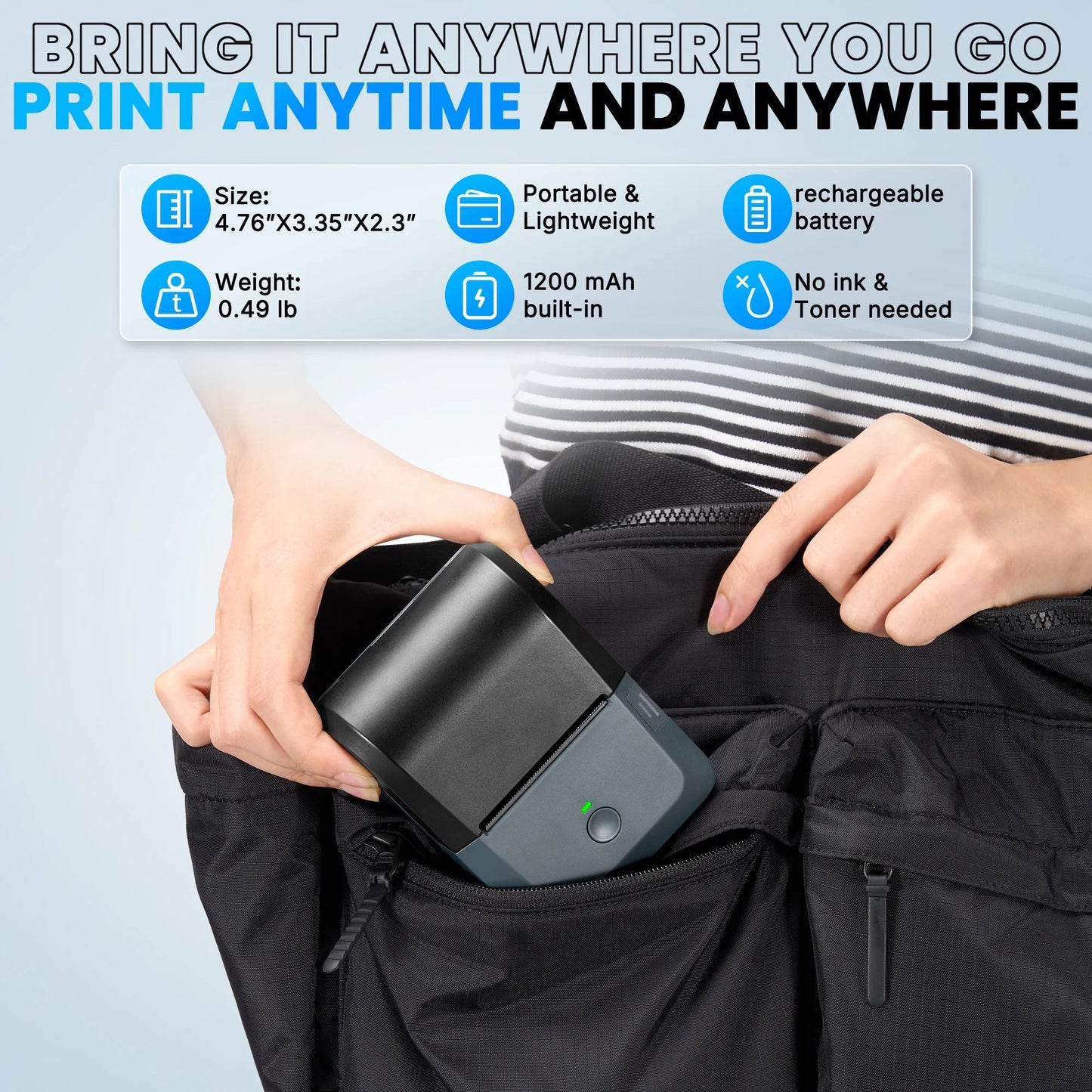 Label Maker Machine with Tape,Bluetooth Label Maker,Wide Waterproof Label Thermal Label Printer for Small Business,Address, Logo, Retail, Blue