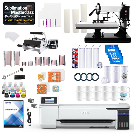 Surecolor F570 24" Pro Sublimation Printer 8-In-1 Mug Press and 16" X 20" Swing Away Press Bundle