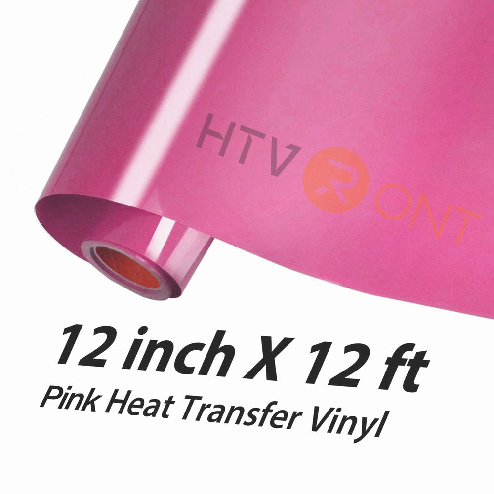 Pink HTV Heat Transfer Vinyl Roll- 12" X 12FT Pink HTV Vinyl for Shirts - Easy to Cut & Weed Iron on Vinyl for Clothes(Pink)