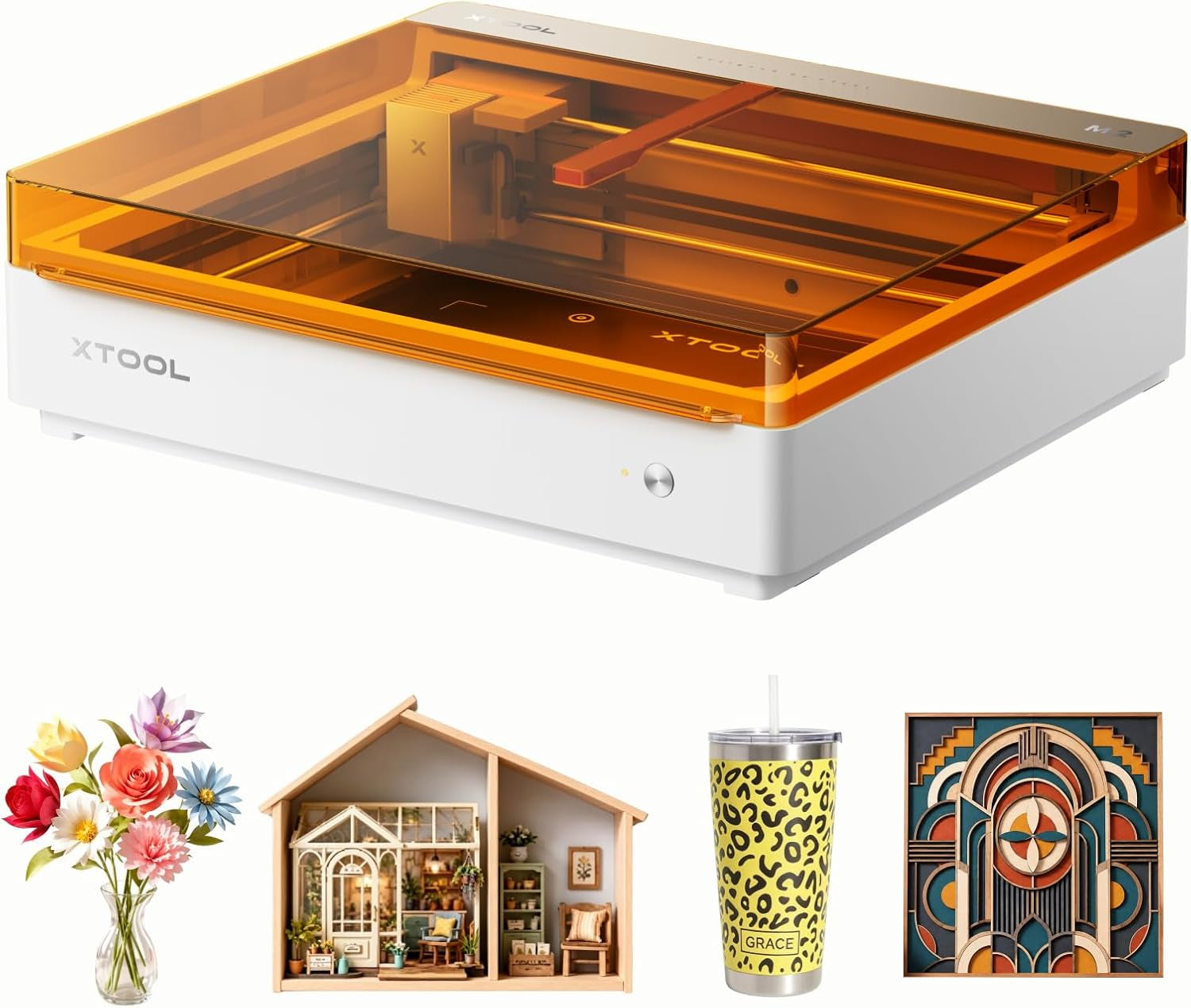 Xtool M2 10W Laser Engraver, Built-In Dual Cameras, Class 1 Enclosed Safe Laser Engraving Machine for Home DIY Craft on Wood, Leather, Felt, Fabric, Paper
