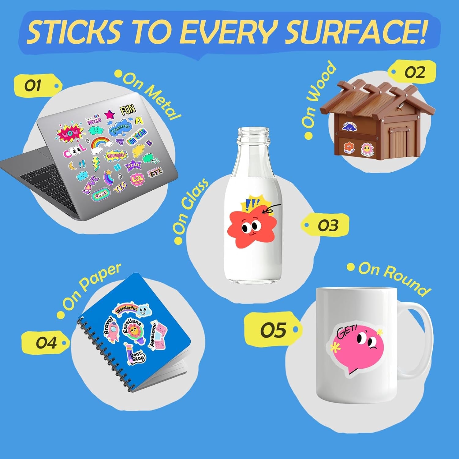 105 Sheets Premium Printable Vinyl Sticker Paper for Inkjet Printer Cricut,Included 100Sheets Glossy and 5Sheets Transparent Label Waterproof Adhesive Dries Quickly Tear-Resistant, Removable