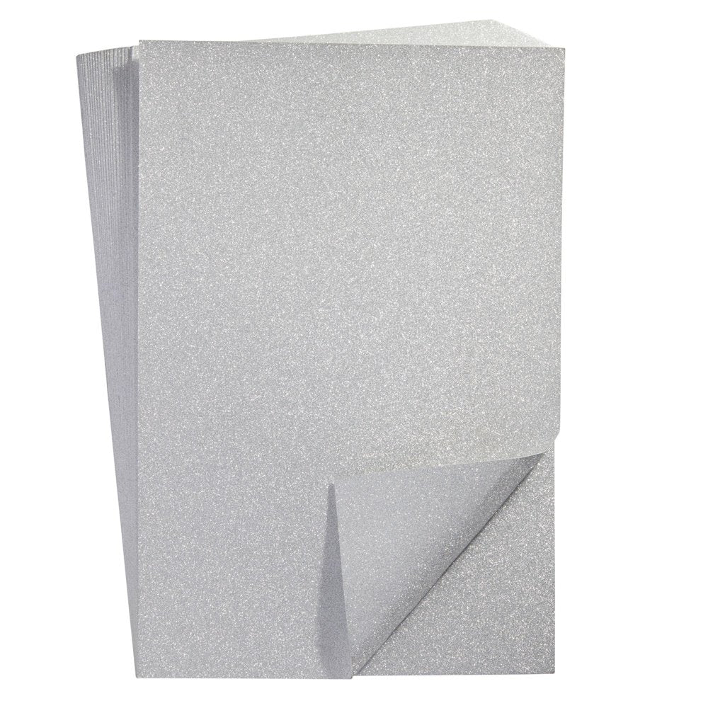 24 Sheets Silver Glitter Cardstock Paper for Scrapbooking, Arts, DIY Sparkle Crafts, 250Gsm, Double-Sided (8 X 12 In)