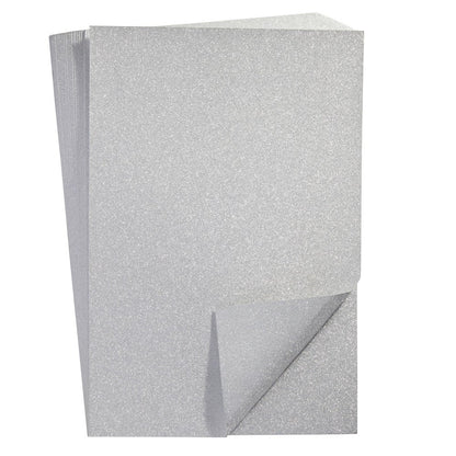 24 Sheets Silver Glitter Cardstock Paper for Scrapbooking, Arts, DIY Sparkle Crafts, 250Gsm, Double-Sided (8 X 12 In)