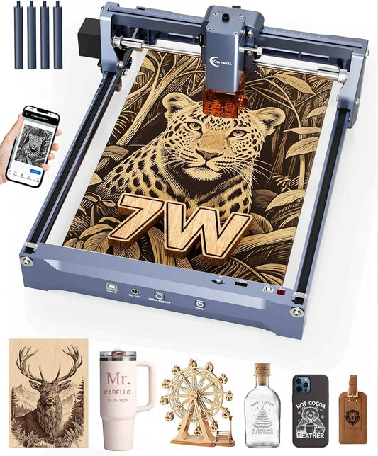 K15 Pro 7w Laser Engraving Machine with App Control, 7.87''×11.81''(Near A4) Work Area, Laser Engraver for DIY CNC, Crafts, Wood, Acrylic, Leather, Stone, 7000mW,Class 1