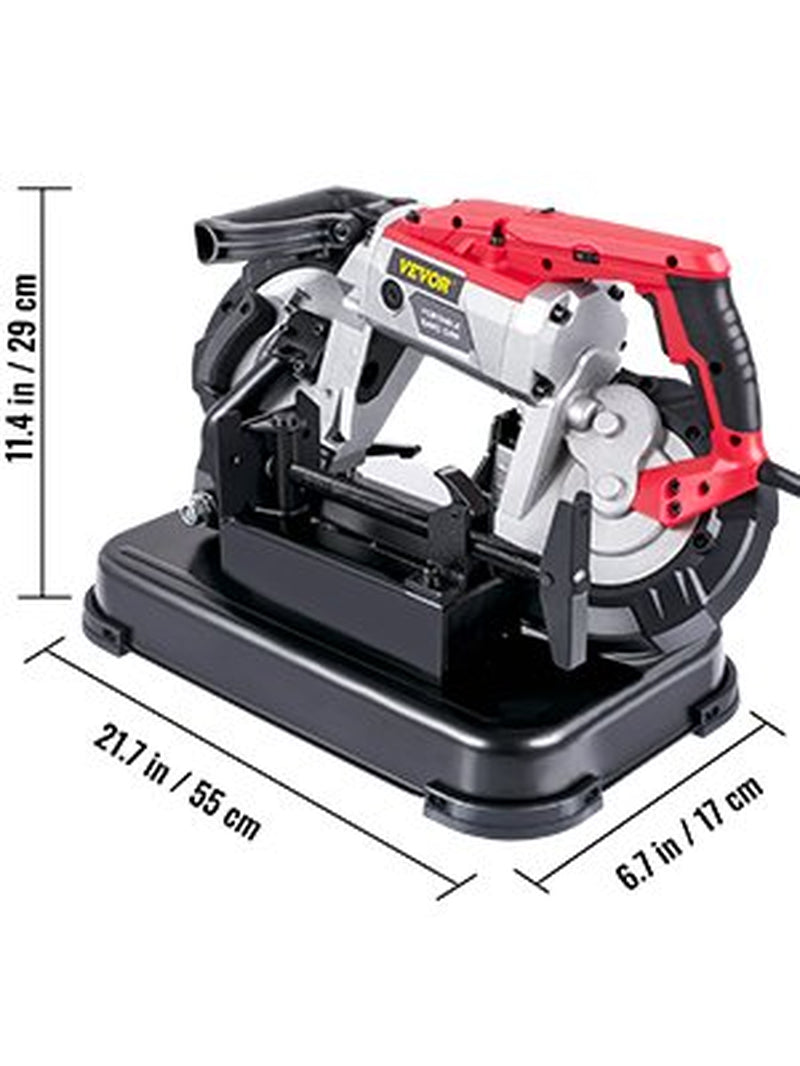 Portable Band Saw, 110V Removable Alloy Steel Base Cordless Band Saw, 5 Inch Cutting Capacity Hand Held Band Saw,Variable Speed Portable Bandsaw, 10Amp Motor Deep Cut Band Saw for Metal Wood