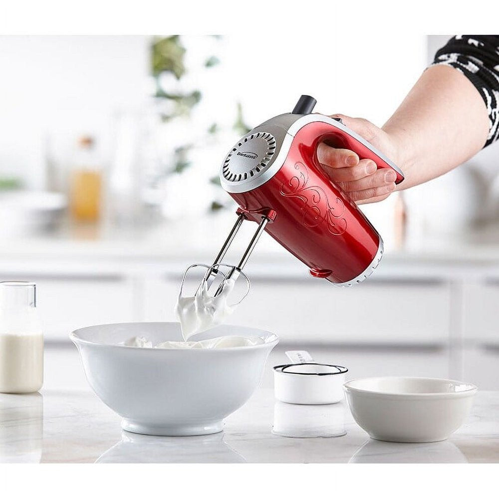 Lightweight 5-Speed Electric Hand Mixer Red