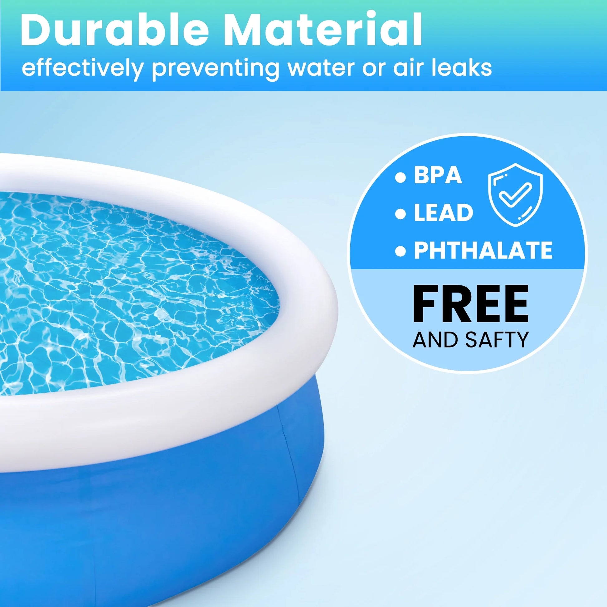 10Ft X 28In Inflatable Swimming Pool above Ground Family Pool for Kids & Adults Puncture-Resistant PVC, Quick Setup (Includes 2 Repair Patches)