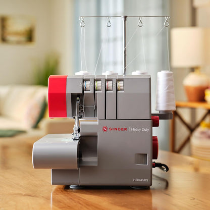 SINGER HD0450S Heavy Duty Serger | Overlock Machine with 2-3-4 Thread Capability, 1300 Stitches/Minute, 60% Larger Cutting Knife, Differential Feed, Full Metal Frame & Free Arm