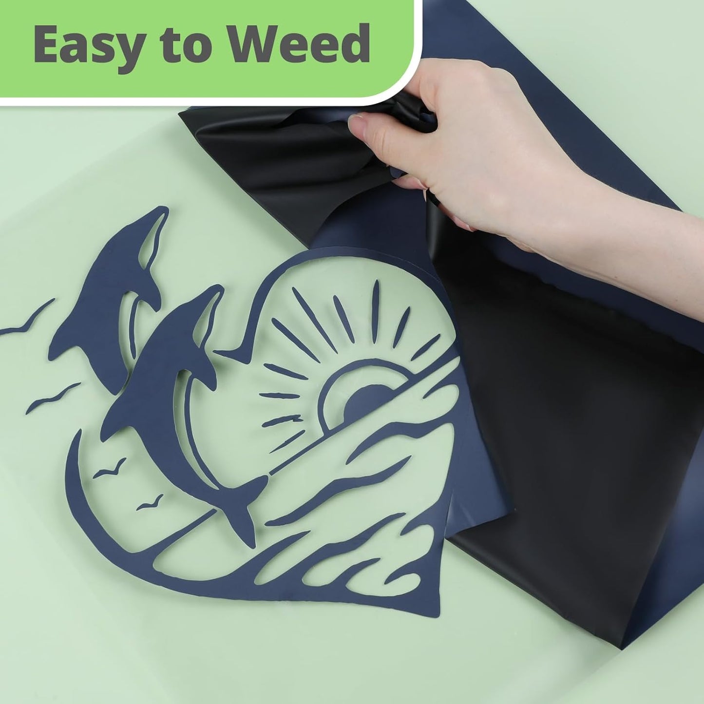 Black HTV Vinyl Roll - 12" X 10Ft Black Iron on Vinyl for All Cutting Machines, Heat Transfer Vinyl Rolls for T Shirts - Easy to Cut & Weed for Heat Vinyl Design