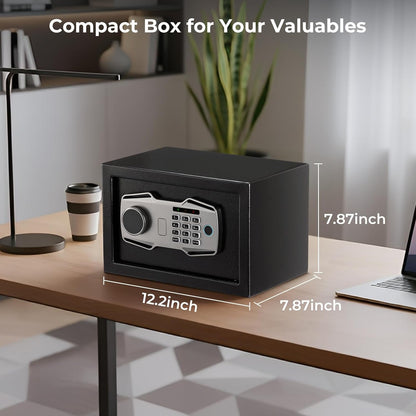 MUNBYN Biometric Fingerprint Safe with Alarm System, 3-Way Access Lock Box with Electronic Keypad, Display Screen & USB-C Port for Home & Office, Document, Jewelry and Cash Protection