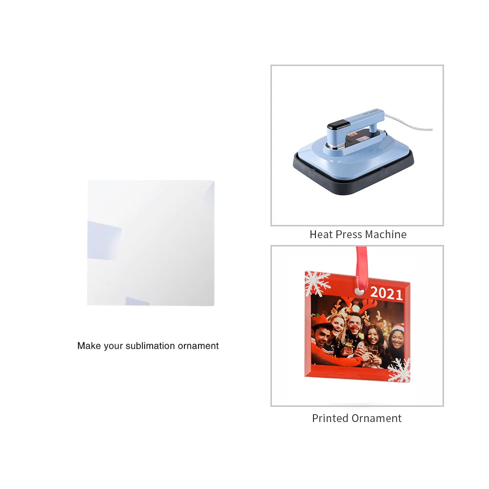 Sublimation Blanks Ornament Glass Frosted 3" Square 24 PCS
