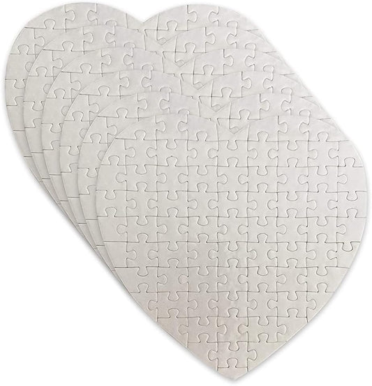 MR.R 6 Sets Sublimation Blanks Heart Puzzle,White Jigsaw Blank Puzzle for Sublimation Heat Transfer Press, 7.87''X7.87'',83 Pieces per Set