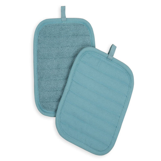 Cotton Pot Holders, 2 Piece, 7 in X 9 In, Teal