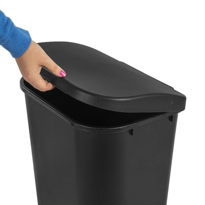 11.3 Gal. Lift Top Wastebasket Plastic, Black