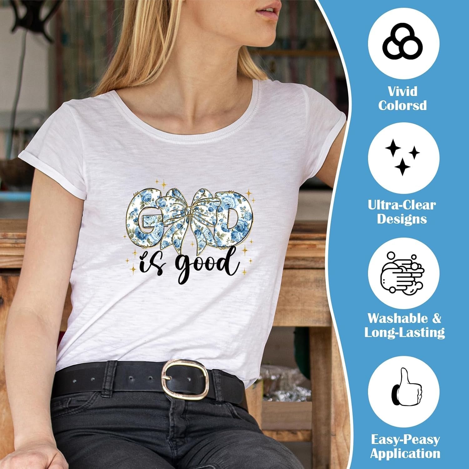 Dazoratix Christian Valentine Iron on Transfers - 30 Sheets Blue Pink Valentine'S Day Religious Jesus DTF Ready to Press Heat Patches Bible Verse Stickers Vinyl Decals for T Shirts Clothes DIY Crafts