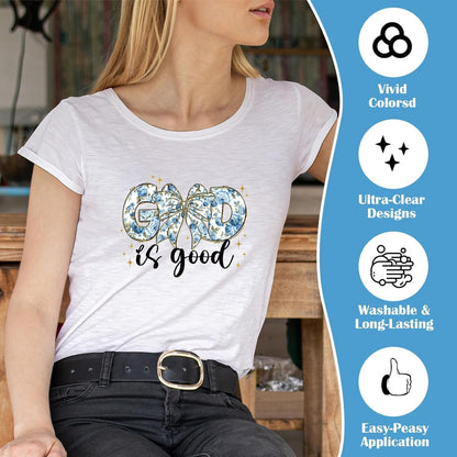 Dazoratix Christian Valentine Iron on Transfers - 30 Sheets Blue Pink Valentine'S Day Religious Jesus DTF Ready to Press Heat Patches Bible Verse Stickers Vinyl Decals for T Shirts Clothes DIY Crafts