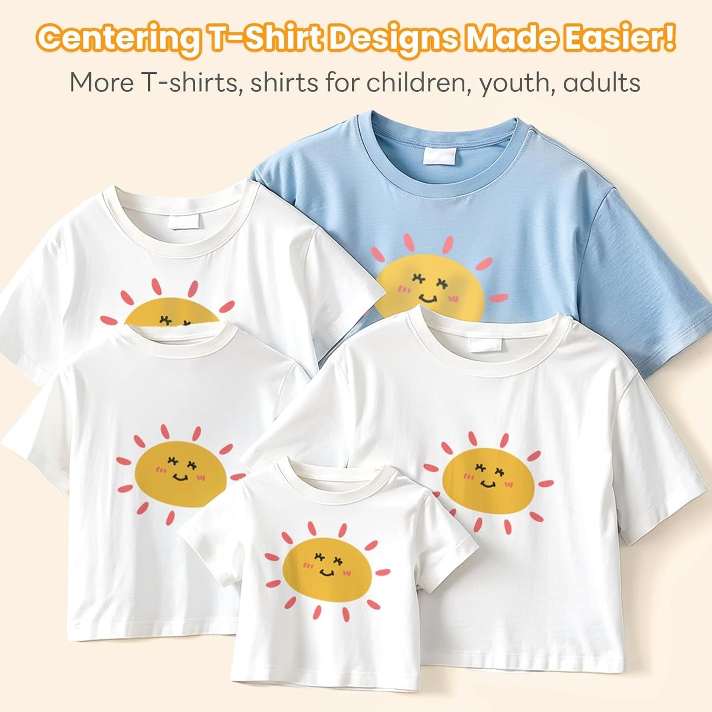 Tshirt Ruler Guide for Vinyl Alignment - Transparent PVC Tshirt Measurement Tool for Heat Press in HTV Vinyl, All-In-One T Shirt Ruler to Center Design and Craft Sewing