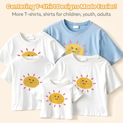 Tshirt Ruler Guide for Vinyl Alignment - Transparent PVC Tshirt Measurement Tool for Heat Press in HTV Vinyl, All-In-One T Shirt Ruler to Center Design and Craft Sewing
