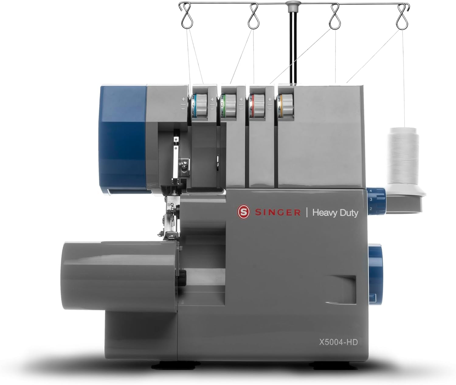 SINGER X5004-HD Metal Frame Serger & Overlock Machine | 2-3-4 Stitch Capability, 8 Built-In Stitches, 1300 Stitches per Minute, Adjustable Differential Feed & 2 LED Lights (Grey/Blue)