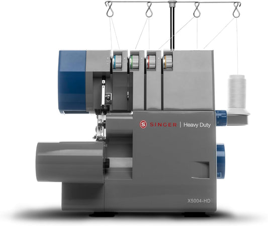 SINGER X5004-HD Metal Frame Serger & Overlock Machine | 2-3-4 Stitch Capability, 8 Built-In Stitches, 1300 Stitches per Minute, Adjustable Differential Feed & 2 LED Lights (Grey/Blue)