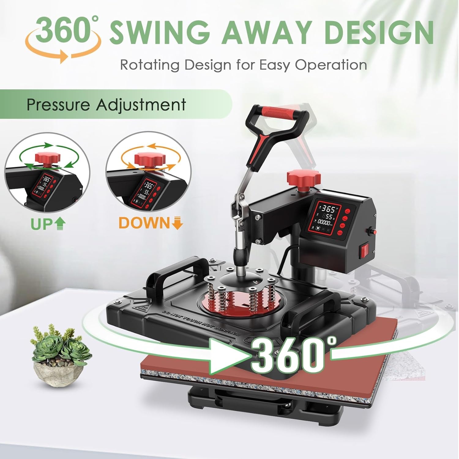 5 in 1 Heat Press Machine 12X15 Inch T-Shirt Pressing Machine 360° Swing Away Sublimation Heat Press Digital Heat Transfer with 11OZ Tumbler Press, Multifunction Combo for Hat Cap Mug Plate