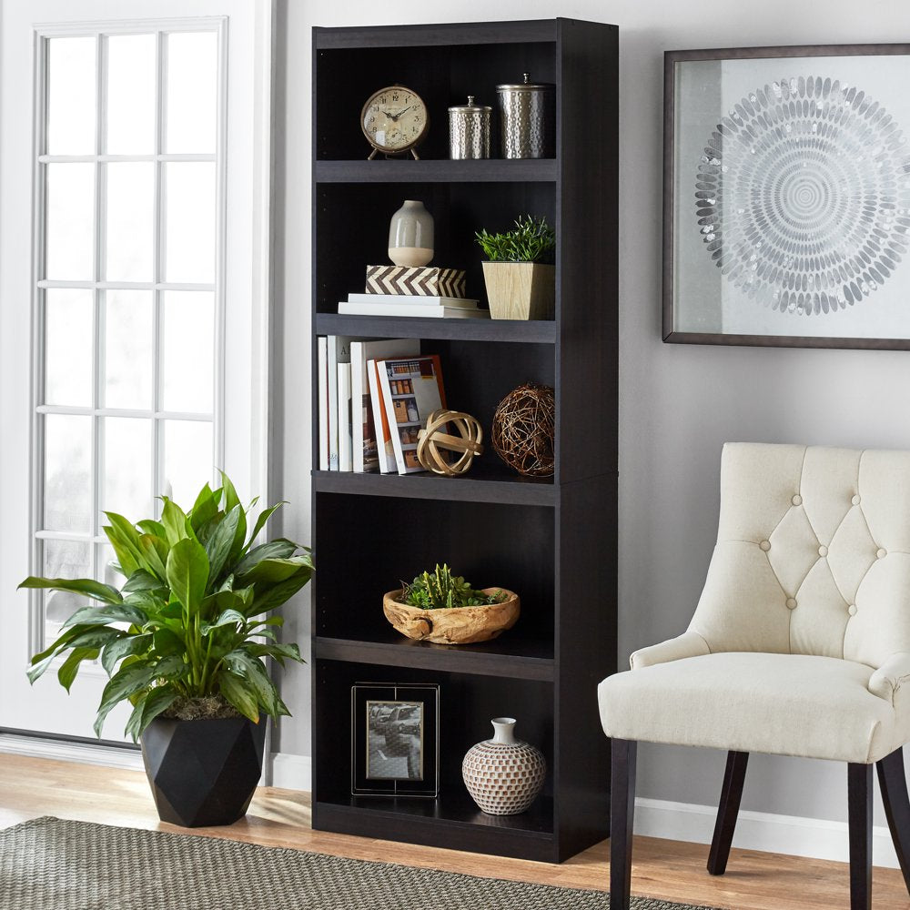 Framed 5-Shelf Bookcase, Espresso