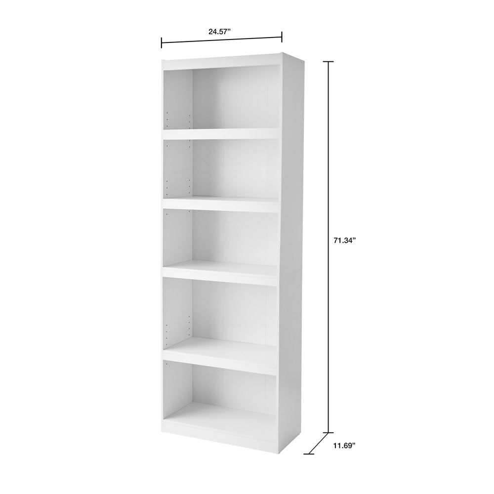 Framed 5-Shelf Bookcase, White