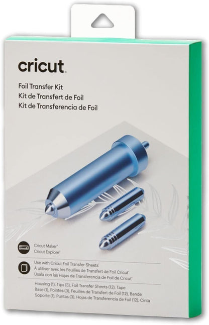 Cricut Foil Transfer Kit - for Cricut Maker & Explore Machines | Includes 12 Foil Transfer Sheets, 3 Cricut Tools in 1 with Interchangeable Tips, Tool Housing & Adhesive Tape