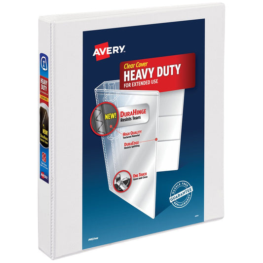 Heavy Duty View Binder, White, 1-Inch, Slant Ring, One-Touch, 250 Sheets (79138)