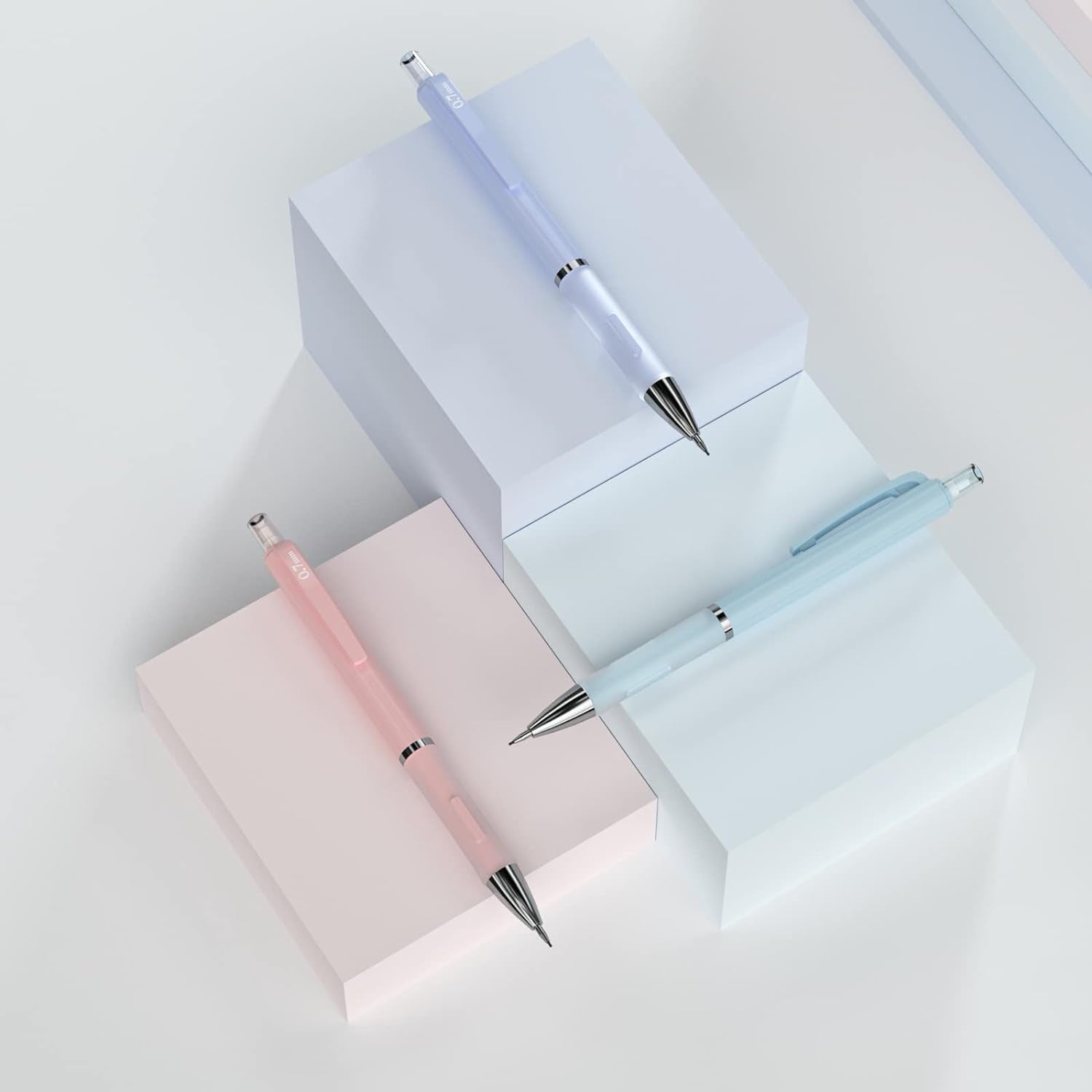 Nicpro 3PCS Cute Mechanical Pencil Set with Case, 0.7 Mm Pencils with 6 Tube HB Lead Refill, 3PCS Eraser, 9PCS Eraser Refill for School Supplies Student Writing, Drafting Drawing Sketching