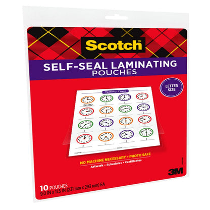 Self-Seal Laminating Pouches, 10 Count, 8.5" X 11", 3 Mil Thick