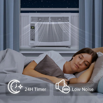 6000 BTU Window Air Conditioner Cool to 250 Sq Ft Intelligent, Led,Remote Control, Easy to Clean Filter Screen, Can Be Used as a Dehumidifier/Fan, Operates Quietly, and Is Energy-Saving