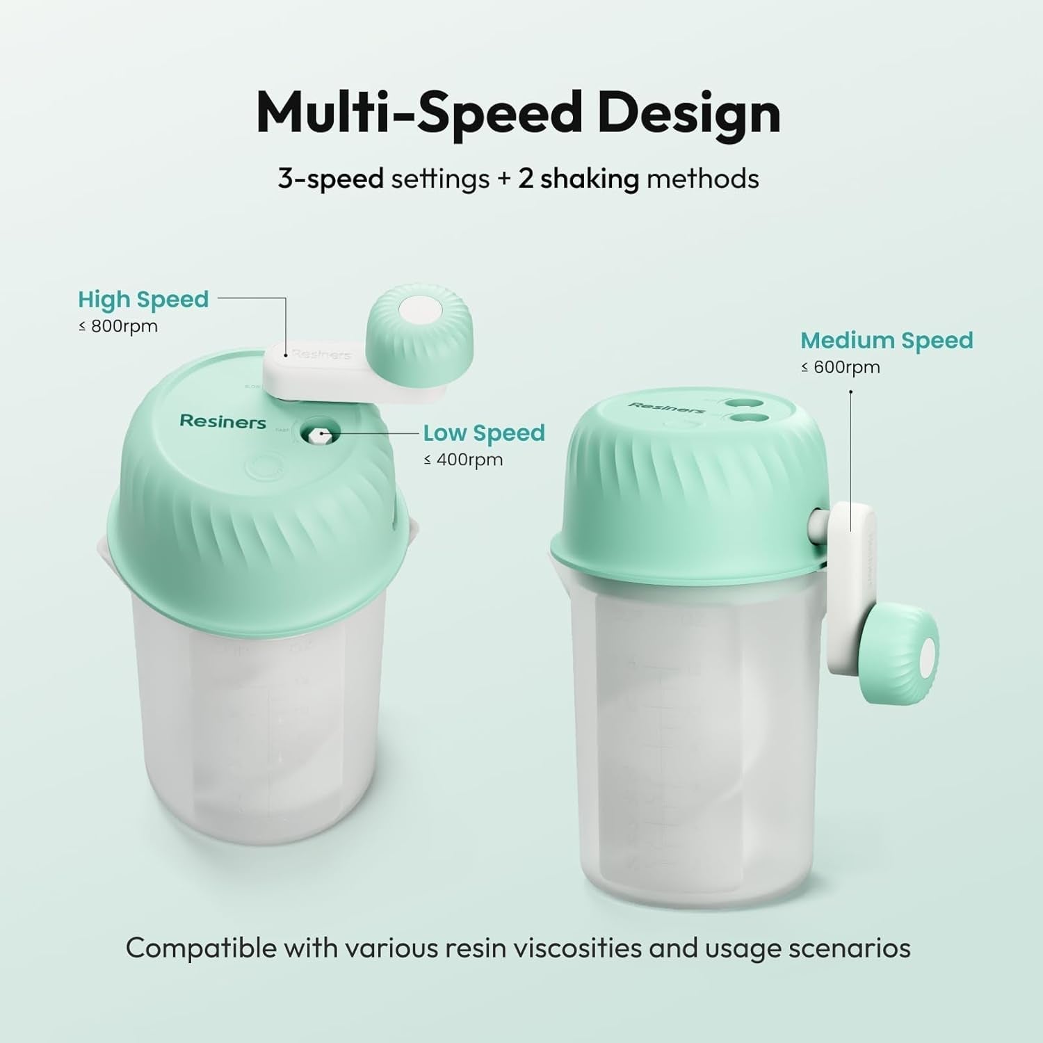 Resin Mixer, Hand-Crank Epoxy Mixer Paddle Silicone Mat Mixing Cup Kit, 3 Speeds Adjustable, Minimum Bubbles, Easy Clean, Epoxy Resin Stirrer Sticks Tool Supplies for Mold Casting, DIY Crafts