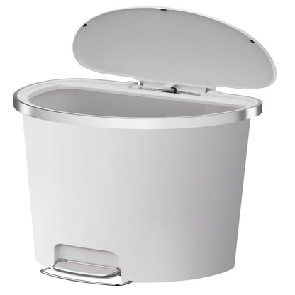 14.5 Gallon Trash Can, Plastic Step Kitchen Trash Can, White