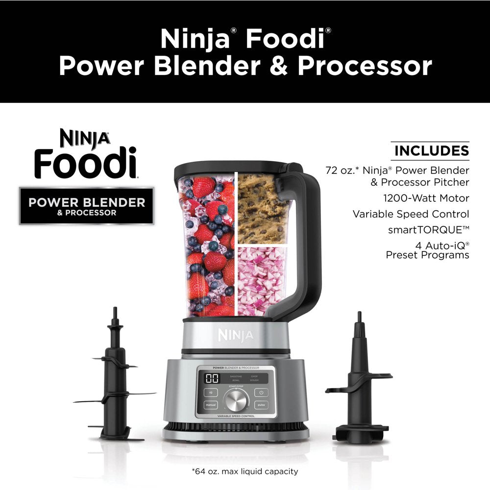 ® Foodi® Power Blender & Processor 3-In-1 72-Oz. Blender and Food Processor 1200W 4 Auto-Iq® Presets, SS200