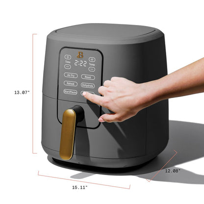 6 Qt Air Fryer with Turbocrisp Technology and Touch-Activated Display, Oyster Grey by Drew Barrymore