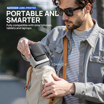 PM220S Label Maker Machine with Tape, 2 Inch Bluetooth Thermal Label Printer, Portable Sticker Printer for School, Office, Home, Business, Label Maker with 2'' X1.18'' Labels, White