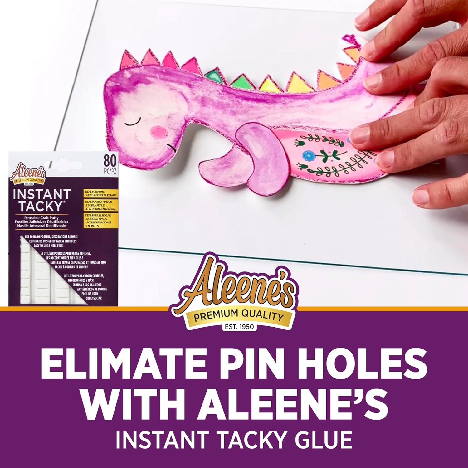 Aleene'S Instant Tcky Reusable Craft Putty, Hang Posters, Decorations, Home Repairs, Easy to Use, Repositionable and Mess Free, 80 Piece