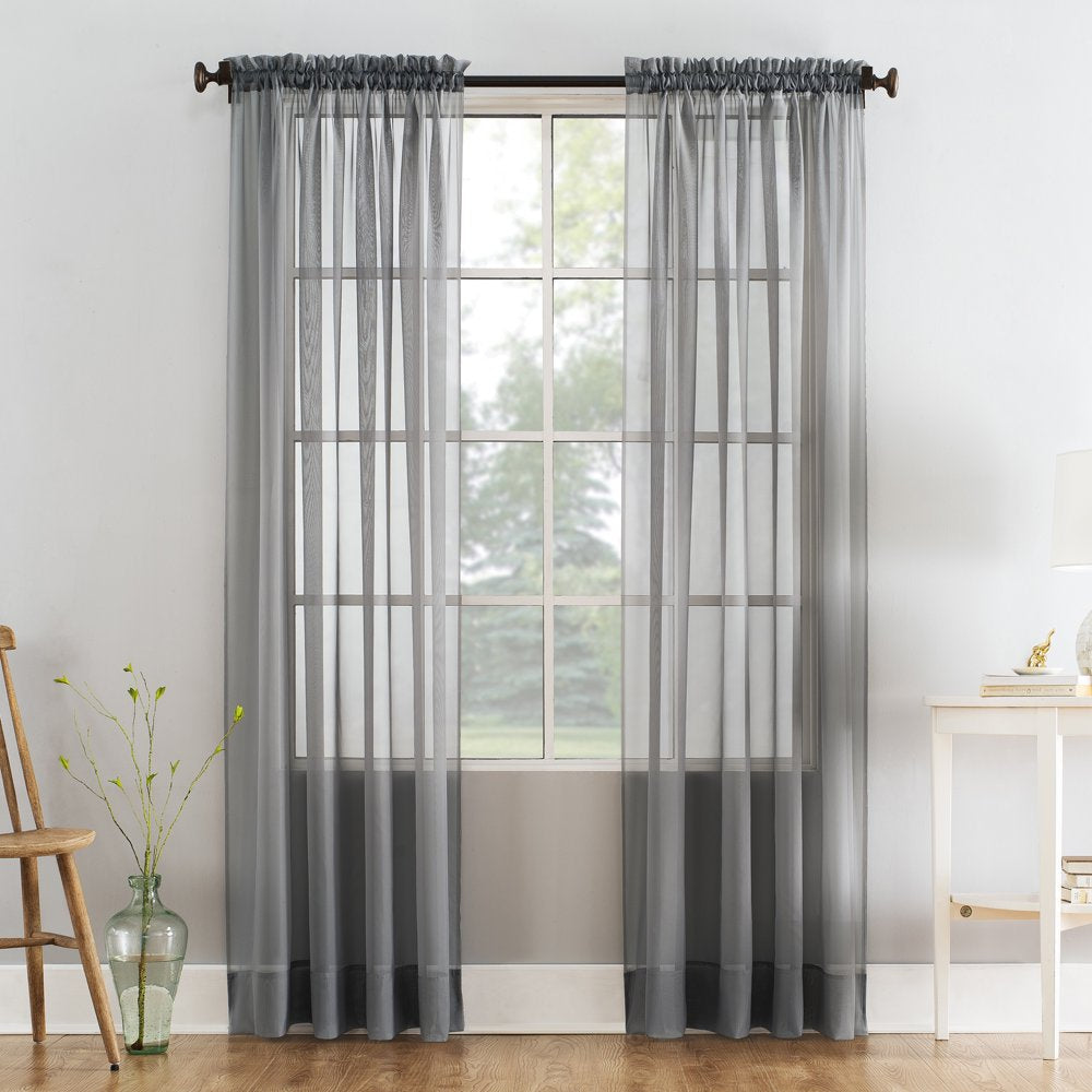 Marjorie Sheer Voile Curtain, Single Panel, 59"W X 84"L, Gray