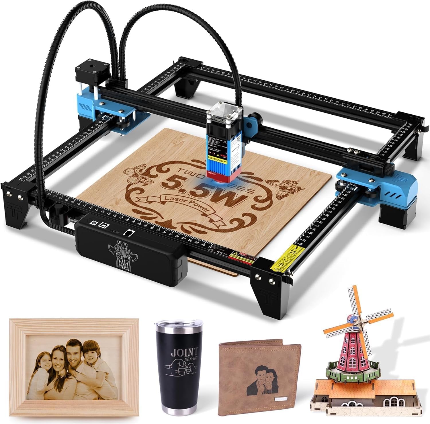 Twotrees TTS-55 Pro Laser Engraver 5500Mw Laser Engraving Machine,Laser Cutter,300 X 300 Mm Work Area,0.08Mm Laser Spot Engraver Machine for Diy,Wood,Metal,Acrylic,Glass,Stainless Steel
