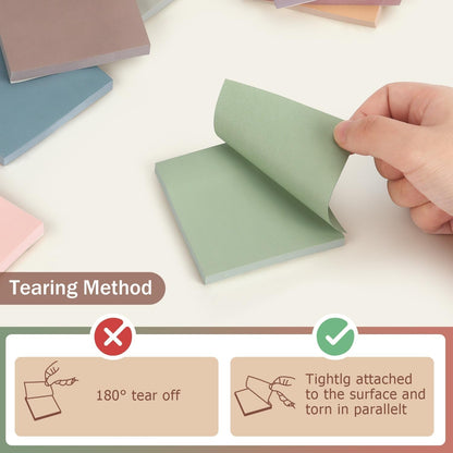 Sticky Notes 3X3 Self-Stick Notes Pads with 8 Morandi Colors, Easy to Post for Office, School, Home, 8 Pads/Pack, 80 Sheets/Pad