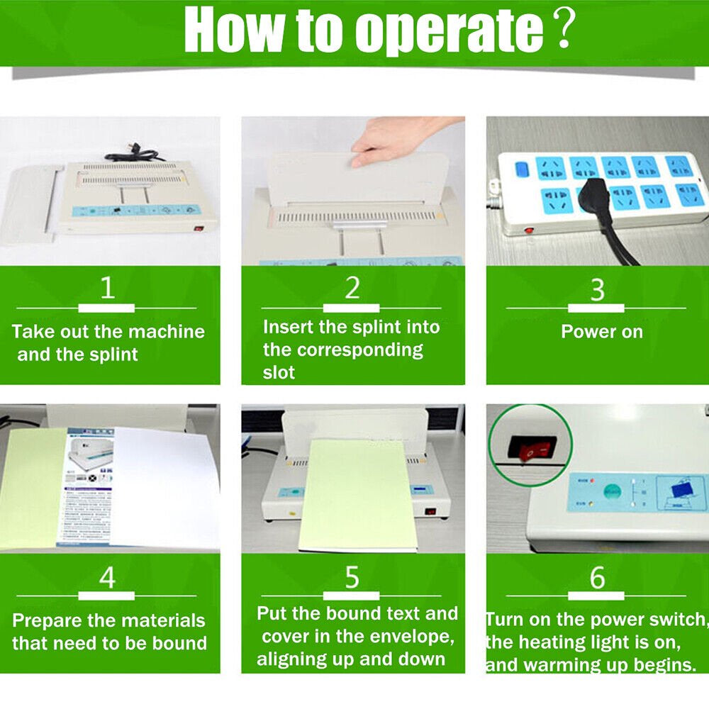 110V Thermal Binding Machine Universal Electric Book Automatic Binder 3 Gears Adjustable