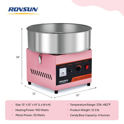 15" Cotton Candy Machine Maker Commercial Candy Floss Maker Stainless Steel