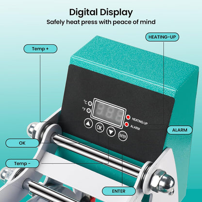 12X10 Inch Heat Press Machine for T Shirts Digital Industrial Sublimation Printer for Heat Transfer Vinyl Intelligent Green Press Machine for HTV Heat Transfer Projects