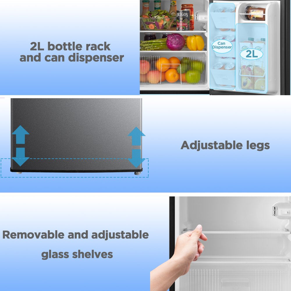 3.2 Cu Ft Two Door Mini Fridge with Freezer, Stainless Steel, E-Star, ARM32D5ASL
