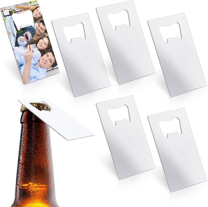 Didaey 6 Pcs Sublimation Bottle Opener Blanks Credit Card Bottle Metal Stainless Steel Wallet Beer Opener for Christmas Wedding Father'S Day Gifts Bar Kitchen Restaurant, White 2. 09 X 3. 35 Inch