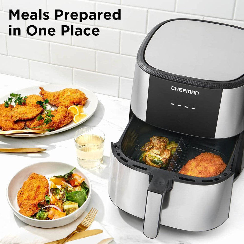 Turbo Fry Stainless Steel Air Fryer with Basket Divider, 8 Quart