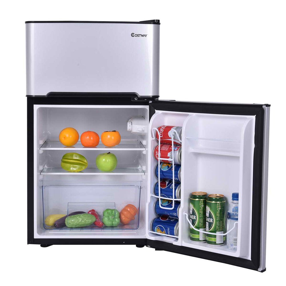 Refrigerator Small Freezer Cooler Fridge Compact 3.2 Cu Ft. Unit, Grey